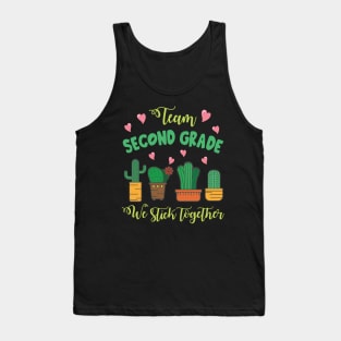 Team Second Grade Cactus Students School We Stick Together Tank Top